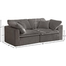  Manufacturer Color_Grey -- Cozy 80" Grey Velvet Upholstered Overstuffed Fiber Filled Comfort 2 pc Modular Loveseat IMAGE 8