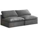  Manufacturer Color_Grey -- Cozy 78" Grey Velvet Upholstered Overstuffed Fiber Filled Comfort 2 pc Armless Modular Loveseat IMAGE 1