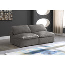  Manufacturer Color_Grey -- Cozy 78" Grey Velvet Upholstered Overstuffed Fiber Filled Comfort 2 pc Armless Modular Loveseat IMAGE 2