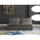 Manufacturer Color_Grey -- Cozy 78" Grey Velvet Upholstered Overstuffed Fiber Filled Comfort 2 pc Armless Modular Loveseat IMAGE 3