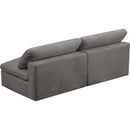  Manufacturer Color_Grey -- Cozy 78" Grey Velvet Upholstered Overstuffed Fiber Filled Comfort 2 pc Armless Modular Loveseat IMAGE 4