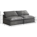 Manufacturer Color_Grey -- Cozy 78" Grey Velvet Upholstered Overstuffed Fiber Filled Comfort 2 pc Armless Modular Loveseat IMAGE 6