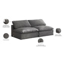  Manufacturer Color_Grey -- Cozy 78" Grey Velvet Upholstered Overstuffed Fiber Filled Comfort 2 pc Armless Modular Loveseat IMAGE 7