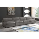  Manufacturer Color_Grey -- Cozy 156" Grey Velvet Upholstered Overstuffed Fiber Filled Comfort 4 pc Armless Modular Sofa IMAGE 2