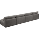  Manufacturer Color_Grey -- Cozy 156" Grey Velvet Upholstered Overstuffed Fiber Filled Comfort 4 pc Armless Modular Sofa IMAGE 4