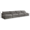 Meridian Cozy Grey Velvet Comfort Modular Armless Sofa IMAGE 6