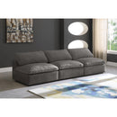  Manufacturer Color_Grey -- Cozy 117" Grey Velvet Upholstered Overstuffed Fiber Filled Comfort 3 pc Armless Modular Sofa IMAGE 2