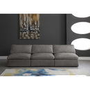  Manufacturer Color_Grey -- Cozy 117" Grey Velvet Upholstered Overstuffed Fiber Filled Comfort 3 pc Armless Modular Sofa IMAGE 3