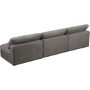  Manufacturer Color_Grey -- Cozy 117" Grey Velvet Upholstered Overstuffed Fiber Filled Comfort 3 pc Armless Modular Sofa IMAGE 4