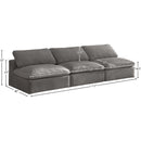 Meridian Cozy Grey Velvet Comfort Modular Armless Sofa IMAGE 6