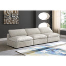  Manufacturer Color_Cream -- Cozy 117" Cream Velvet Upholstered Overstuffed Fiber Filled Comfort 3 pc Armless Modular Sofa IMAGE 2
