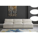  Manufacturer Color_Cream -- Cozy 117" Cream Velvet Upholstered Overstuffed Fiber Filled Comfort 3 pc Armless Modular Sofa IMAGE 3