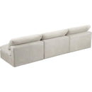  Manufacturer Color_Cream -- Cozy 117" Cream Velvet Upholstered Overstuffed Fiber Filled Comfort 3 pc Armless Modular Sofa IMAGE 4