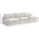  Manufacturer Color_Cream -- Cozy 117" Cream Velvet Upholstered Overstuffed Fiber Filled Comfort 3 pc Armless Modular Sofa IMAGE 6