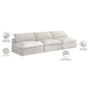  Manufacturer Color_Cream -- Cozy 117" Cream Velvet Upholstered Overstuffed Fiber Filled Comfort 3 pc Armless Modular Sofa IMAGE 7
