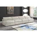  Manufacturer Color_Cream -- Cozy 156" Cream Velvet Upholstered Overstuffed Fiber Filled Comfort 4 pc Armless Modular Sofa IMAGE 2