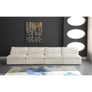  Manufacturer Color_Cream -- Cozy 156" Cream Velvet Upholstered Overstuffed Fiber Filled Comfort 4 pc Armless Modular Sofa IMAGE 3
