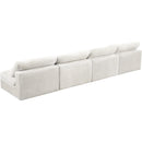  Manufacturer Color_Cream -- Cozy 156" Cream Velvet Upholstered Overstuffed Fiber Filled Comfort 4 pc Armless Modular Sofa IMAGE 4