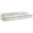 Meridian Cozy Cream Velvet Comfort Modular Armless Sofa IMAGE 6
