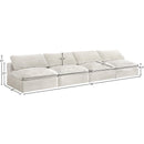  Manufacturer Color_Cream -- Cozy 156" Cream Velvet Upholstered Overstuffed Fiber Filled Comfort 4 pc Armless Modular Sofa IMAGE 6