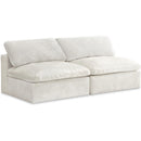  Manufacturer Color_Cream -- Cozy 78" Cream Velvet Upholstered Overstuffed Fiber Filled Comfort 2 pc Armless Modular Loveseat IMAGE 1