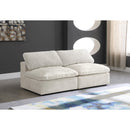  Manufacturer Color_Cream -- Cozy 78" Cream Velvet Upholstered Overstuffed Fiber Filled Comfort 2 pc Armless Modular Loveseat IMAGE 2