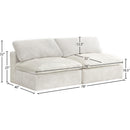  Manufacturer Color_Cream -- Cozy 78" Cream Velvet Upholstered Overstuffed Fiber Filled Comfort 2 pc Armless Modular Loveseat IMAGE 4