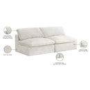  Manufacturer Color_Cream -- Cozy 78" Cream Velvet Upholstered Overstuffed Fiber Filled Comfort 2 pc Armless Modular Loveseat IMAGE 5