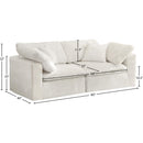  Manufacturer Color_Cream -- Cozy 80" Cream Velvet Upholstered Overstuffed Fiber Filled Comfort 2 pc Modular Loveseat IMAGE 10