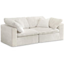 Manufacturer Color_Cream -- Cozy 80" Cream Velvet Upholstered Overstuffed Fiber Filled Comfort 2 pc Modular Loveseat IMAGE 1