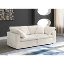  Manufacturer Color_Cream -- Cozy 80" Cream Velvet Upholstered Overstuffed Fiber Filled Comfort 2 pc Modular Loveseat IMAGE 2