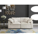  Manufacturer Color_Cream -- Cozy 80" Cream Velvet Upholstered Overstuffed Fiber Filled Comfort 2 pc Modular Loveseat IMAGE 3
