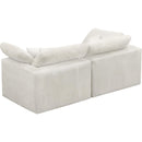 Manufacturer Color_Cream -- Cozy 80" Cream Velvet Upholstered Overstuffed Fiber Filled Comfort 2 pc Modular Loveseat IMAGE 5