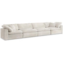  Manufacturer Color_Cream -- Cozy 158" Cream Velvet Upholstered Overstuffed Fiber Filled Comfort 4 pc Modular Sofa IMAGE 1