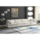  Manufacturer Color_Cream -- Cozy 158" Cream Velvet Upholstered Overstuffed Fiber Filled Comfort 4 pc Modular Sofa IMAGE 2