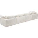  Manufacturer Color_Cream -- Cozy 158" Cream Velvet Upholstered Overstuffed Fiber Filled Comfort 4 pc Modular Sofa IMAGE 4