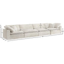  Manufacturer Color_Cream -- Cozy 158" Cream Velvet Upholstered Overstuffed Fiber Filled Comfort 4 pc Modular Sofa IMAGE 8