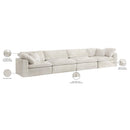  Manufacturer Color_Cream -- Cozy 158" Cream Velvet Upholstered Overstuffed Fiber Filled Comfort 4 pc Modular Sofa IMAGE 9