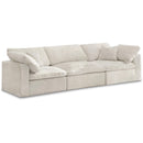  Manufacturer Color_Cream -- Cozy 119" Cream Velvet Upholstered Overstuffed Fiber Filled Comfort 3 pc Modular Sofa IMAGE 1