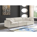 Manufacturer Color_Cream -- Cozy 119" Cream Velvet Upholstered Overstuffed Fiber Filled Comfort 3 pc Modular Sofa IMAGE 2