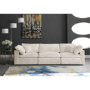  Manufacturer Color_Cream -- Cozy 119" Cream Velvet Upholstered Overstuffed Fiber Filled Comfort 3 pc Modular Sofa IMAGE 3