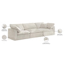  Manufacturer Color_Cream -- Cozy 119" Cream Velvet Upholstered Overstuffed Fiber Filled Comfort 3 pc Modular Sofa IMAGE 8