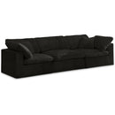  Manufacturer Color_Black -- Cozy 119" Black Velvet Upholstered Overstuffed Fiber Filled Comfort 3 pc Modular Sofa IMAGE 1