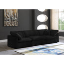  Manufacturer Color_Black -- Cozy 119" Black Velvet Upholstered Overstuffed Fiber Filled Comfort 3 pc Modular Sofa IMAGE 2