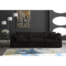 Manufacturer Color_Black -- Cozy 119" Black Velvet Upholstered Overstuffed Fiber Filled Comfort 3 pc Modular Sofa IMAGE 3