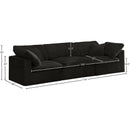  Manufacturer Color_Black -- Cozy 119" Black Velvet Upholstered Overstuffed Fiber Filled Comfort 3 pc Modular Sofa IMAGE 7