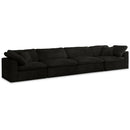  Manufacturer Color_Black -- Cozy 158" Black Velvet Upholstered Overstuffed Fiber Filled Comfort 4 pc Modular Sofa IMAGE 1