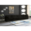  Manufacturer Color_Black -- Cozy 158" Black Velvet Upholstered Overstuffed Fiber Filled Comfort 4 pc Modular Sofa IMAGE 2