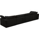  Manufacturer Color_Black -- Cozy 158" Black Velvet Upholstered Overstuffed Fiber Filled Comfort 4 pc Modular Sofa IMAGE 4