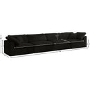  Manufacturer Color_Black -- Cozy 158" Black Velvet Upholstered Overstuffed Fiber Filled Comfort 4 pc Modular Sofa IMAGE 8